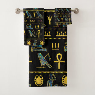 Egyptian  Ornament Symbols Pattern Bath Towel Set