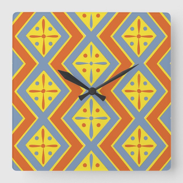 Egyptian Ornamnet #11 at Emporio Moffa Square Wall Clock (Front)
