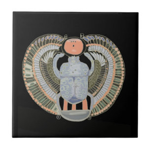 Egyptian Pastel Coloured Scarab Beetle Tile