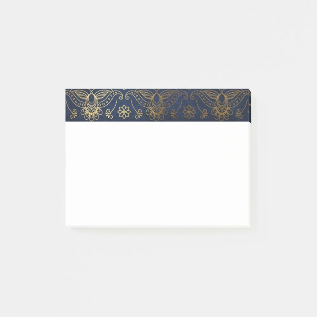 Egyptian Peacock Gold & Midnight Blue Post-it Notes (Front)