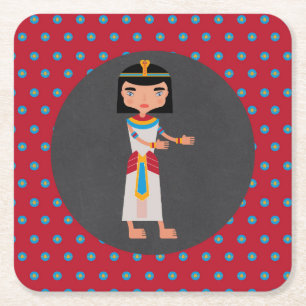Egyptian pharaoh dance kids birthday Party Square Paper Coaster