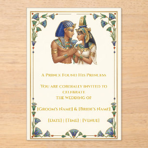 Egyptian Pharaoh Prince & Princess Wedding Invitat Acrylic Invitations