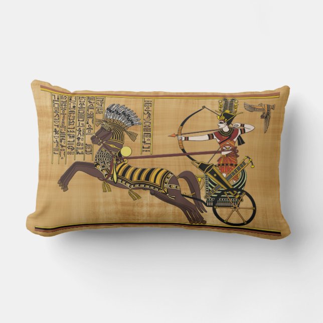Egyptian Pharaoh Ramesses II & Chariot at Kadesh Lumbar Cushion (Front)