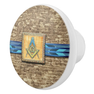 Egyptian Pyramid Square Compass Ceramic Knob