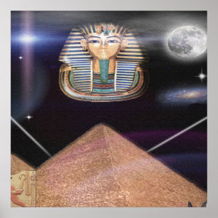 Egyptian pyramids and King Tut art Poster