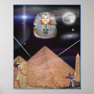Egyptian pyramids and King Tut art Poster