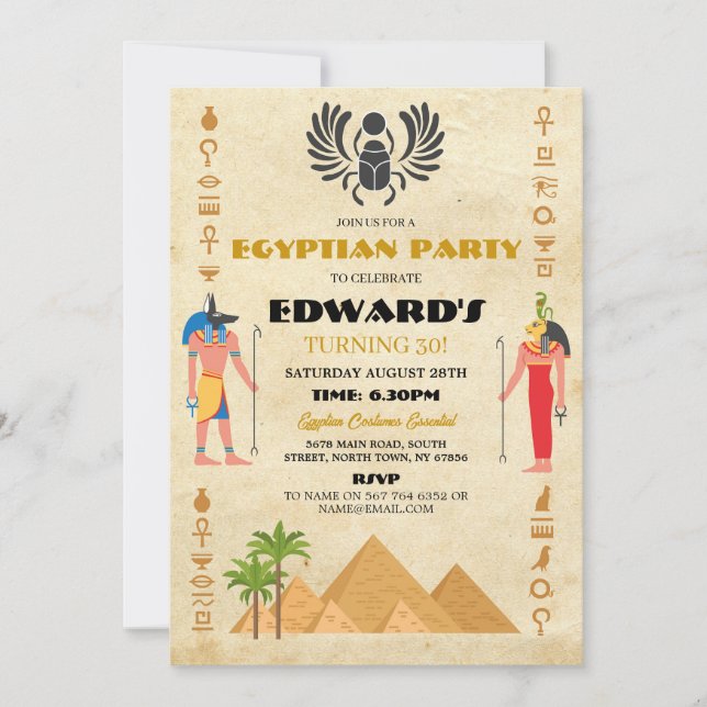 Egyptian Pyramids Birthday Party Pharaohs Egypt Invitation (Front)