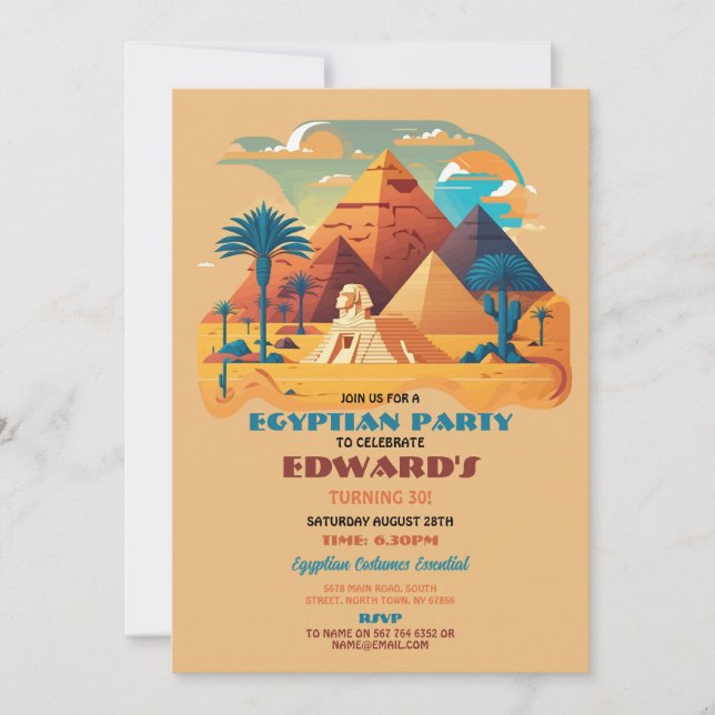 Egyptian Pyramids Birthday Party Pharaohs Egypt Invitation (Front)