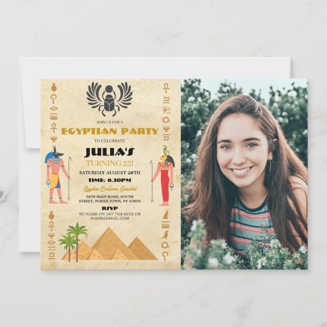 Egyptian Pyramids Birthday Pharaohs Egypt Photo Invitation (Front)