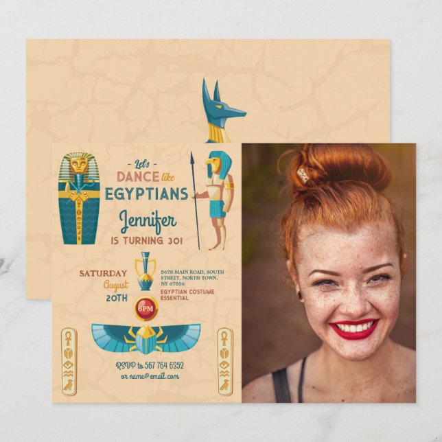 Egyptian Pyramids Birthday Pharaohs Photo Invitation (Front/Back)