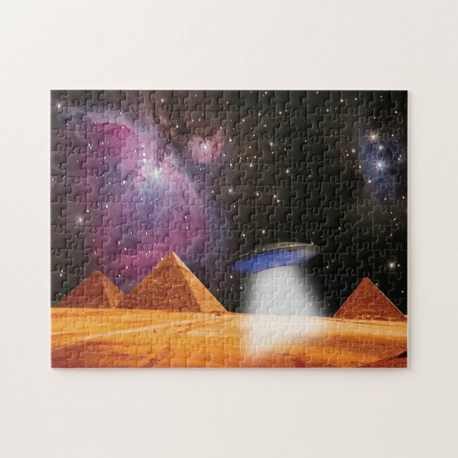 Egyptian Pyramids Giza Meets Space and UFO Jigsaw Puzzle (Horizontal)