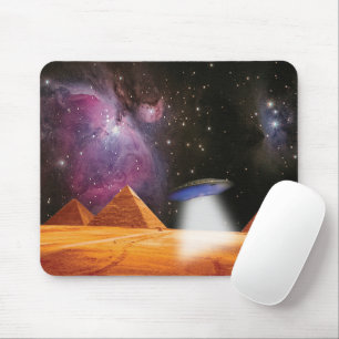 Egyptian Pyramids Giza Meets Space and UFO Mouse Mat