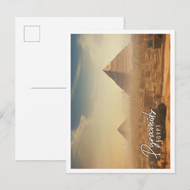Egyptian Pyramids of Giza at sunset Cairo Egypt Postcard (Front/Back)