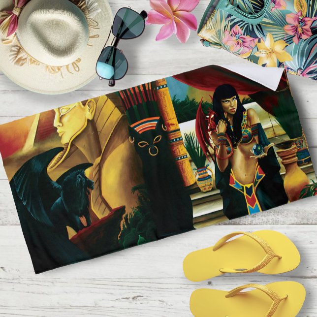 Egyptian Queen cat Dragon Beach Towel (Creator Uploaded)