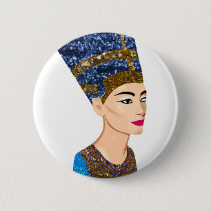egyptian queen nefertiti 6 cm round badge