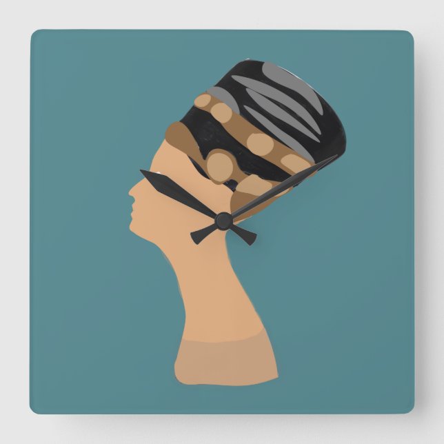 Egyptian queen Nefertiti Square Wall Clock (Front)