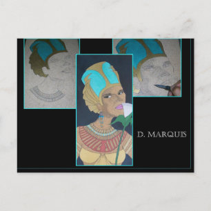 EGYPTIAN QUEEN ON WOOD POSTCARD