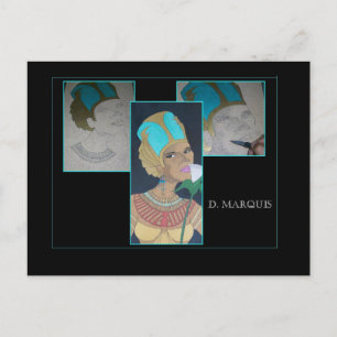 EGYPTIAN QUEEN ON WOOD POSTCARD