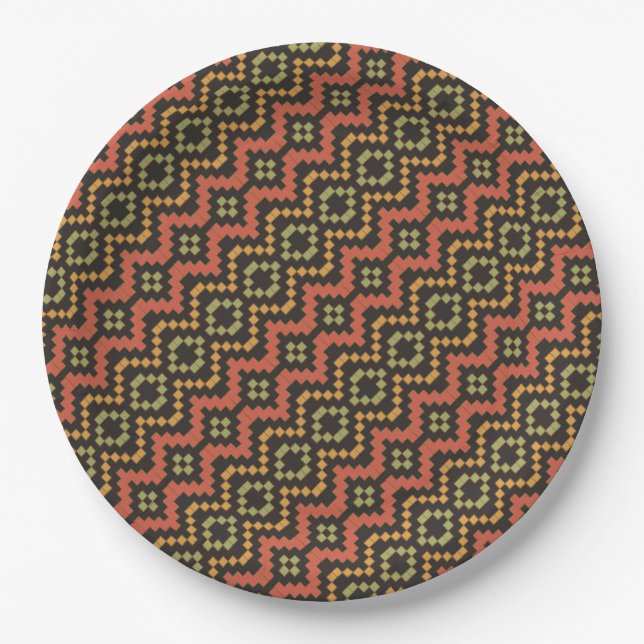 Egyptian Red and Black Tribal Paper Plate (Front)