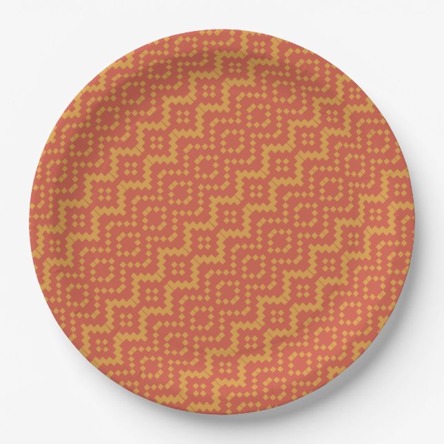 Egyptian Red and Yellow Tribal Paper Plate (Front)