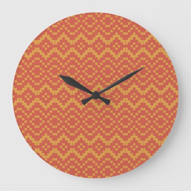 Egyptian Red and Yellow Tribal Round Wall Clock (Front)