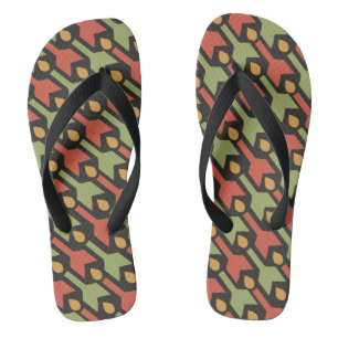 Egyptian Red Green Arrow Pattern Flip Flops