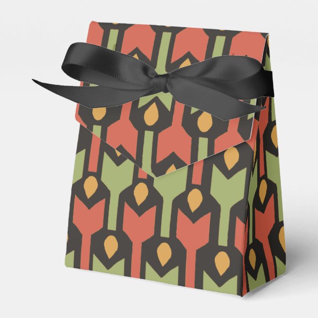 Egyptian Red Green Arrow Pattern Tent Favour Box (Front Side)