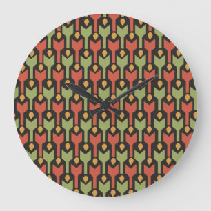 Egyptian Red Green Black Arrows Wall Clock