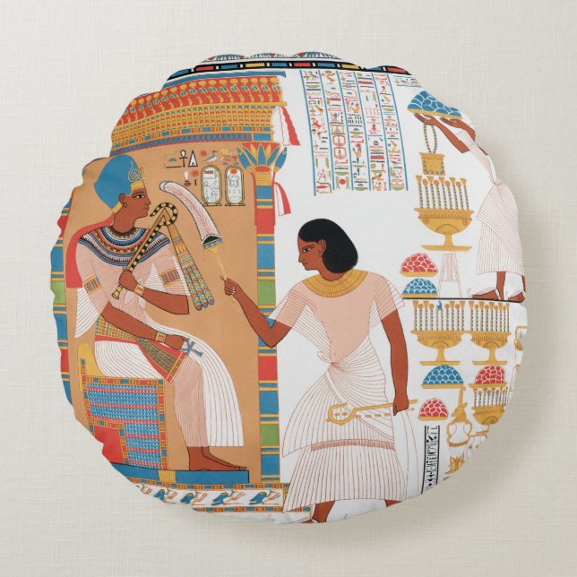 Egyptian Royal Design Round Cushion (Front)