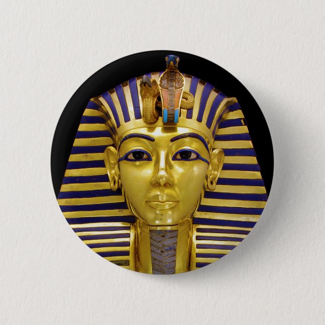 Egyptian Royal Golden Mask 6 Cm Round Badge (Front)