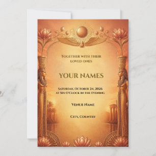 Egyptian Royal Sunset Golden Lotus Invitation