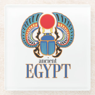 Egyptian scarab beetle. Ancient Egypt Glass Coaster