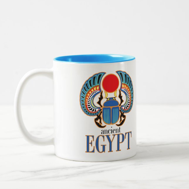 Egyptian scarab beetle. Ancient Egypt Two-Tone Coffee Mug (Left)