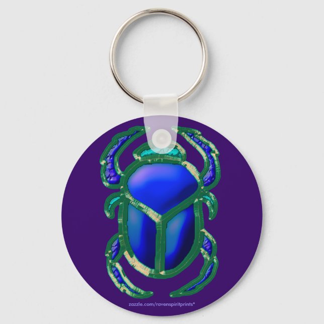 EGYPTIAN SCARAB BEETLE Art Zipper-pull Key Ring (Front)
