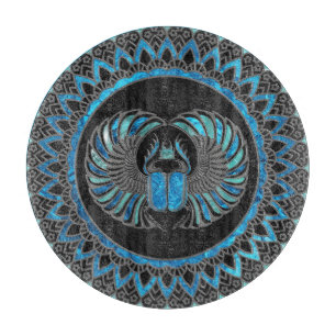 Egyptian Scarab Beetle - Gold and Blue glass Cutting Board