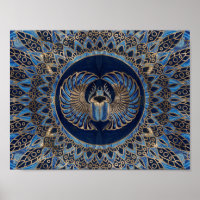 Egyptian Scarab Beetle Gold and Blue marble