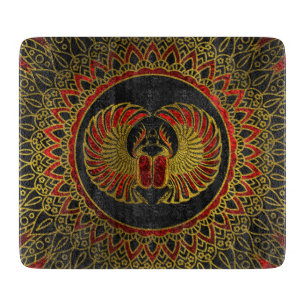Egyptian Scarab Beetle - Gold and red metallic Cutting Board