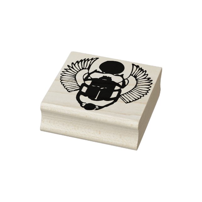 Egyptian scarab beetle illustration art stamp (Stamp)