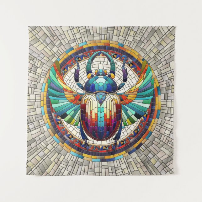 Egyptian Scarab Beetle -Mosaic Art Tapestry (Front)