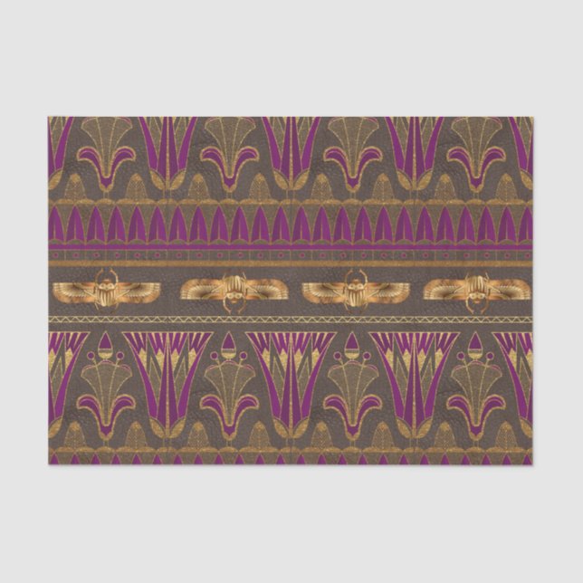 Egyptian Scarab Beetle Purple and Gold Tissue Paper (Front)