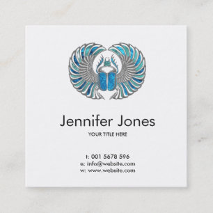 Egyptian Scarab Beetle - SIlver and Blue glass Square Business Card
