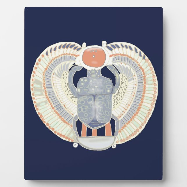 Egyptian Scarab Design on dark blue background Plaque (Front)
