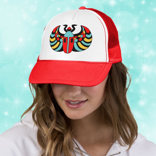 Egyptian Scarab Hat (Abstract colourful Egyptian scarab beetle on ball cap.)