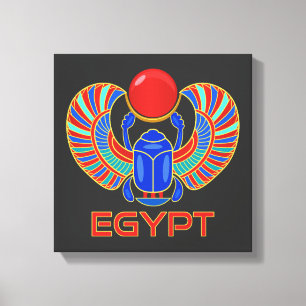 Egyptian Scarab With The Word Egypt Canvas Print