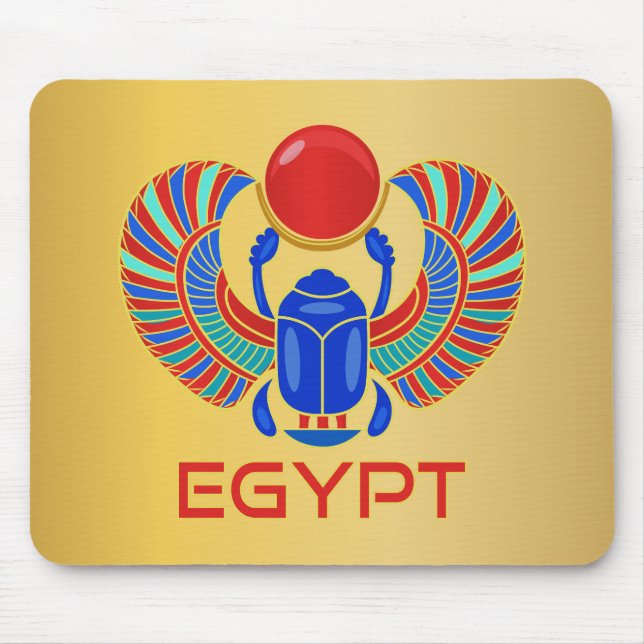 Egyptian Scarab With The Word Egypt Mouse Mat (Front)