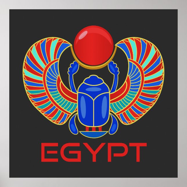 Egyptian Scarab With The Word Egypt Poster (Front)
