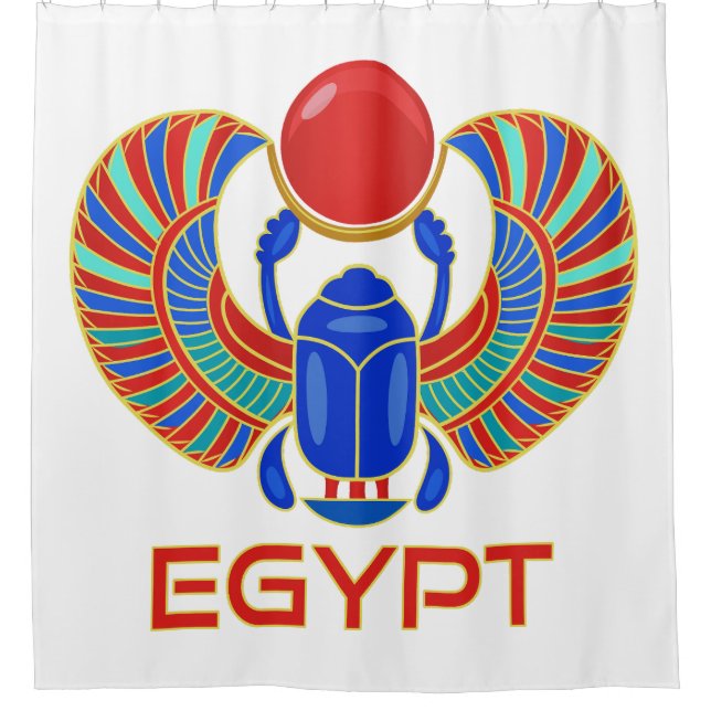 Egyptian Scarab With The Word Egypt Shower Curtain (Front)