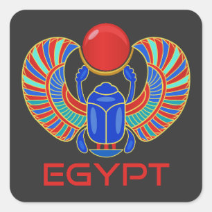 Egyptian Scarab With The Word Egypt Square Sticker