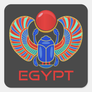 Egyptian Scarab With The Word Egypt Square Sticker