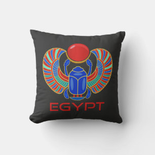 Egyptian Scarab With The Word Egypt Throw Pillow